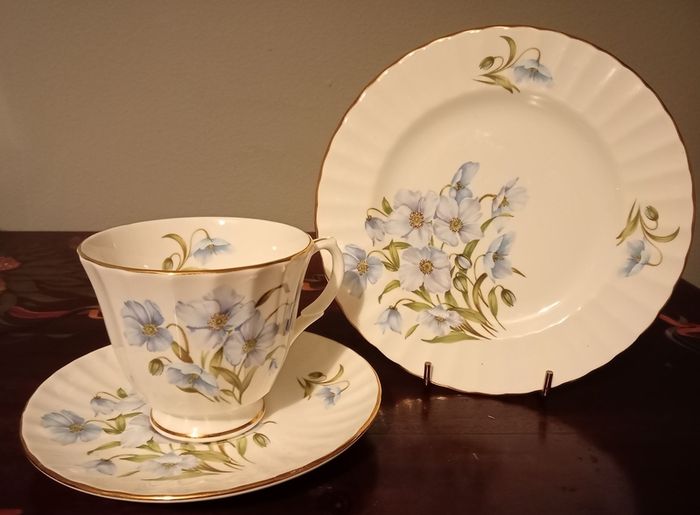 Rare Vintage Duchess, Blue Floral Coffee Set.Fine Bone China,England.