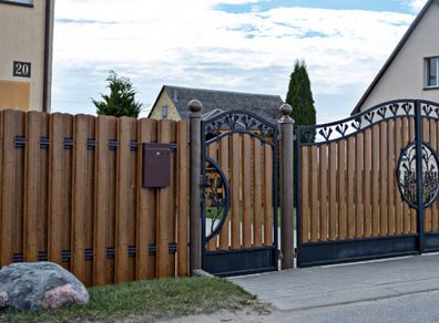 Metal fence timber imitation