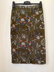 GLAMOROUS Sheer Khaki Floral Skirt Size S!