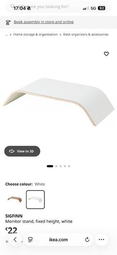 IKEA SIGFINN White Monitor Stand