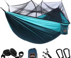 NEW SALE | Camping Hammock with Mosquito Net, Double & Single Lightweight Portable Hammocks with Tree Straps, Parachute Hammock for Camping, Backpacking, Traveling & Hiking