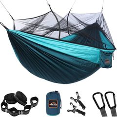 NEW SALE | Camping Hammock with Mosquito Net, Double & Single Lightweight Portable Hammocks with Tree Straps, Parachute Hammock for Camping, Backpacking, Traveling & Hiking