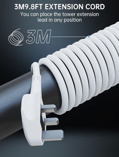 Extension Tower 8 AC Outlets 4 USB Ports, Surge Protection Extension Lead with 4 Independent Switch, 17W USB C Ports Extension Cable 3M for Office, Home, Kitchen