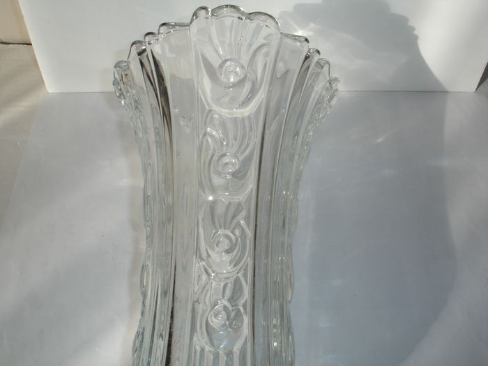 Elena Borgonovo Tall/Heavy Clear Glass Vase Italy 10 inches