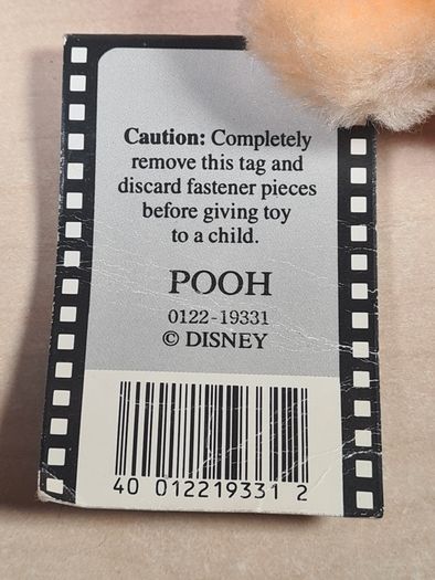 Vintage Disneyworld Winnie The Pooh Teddy Bear Soft Toy Plush Plushie Tagged 1980's