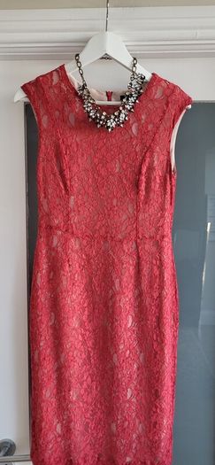 FRENCH CONNECTION coral lace shift dress Sz 14UK