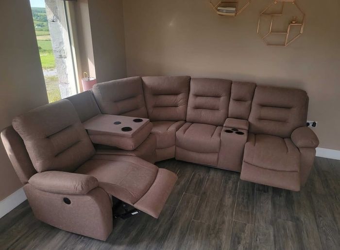 Zenia Grey & Beige Fabric Electrical Recliner