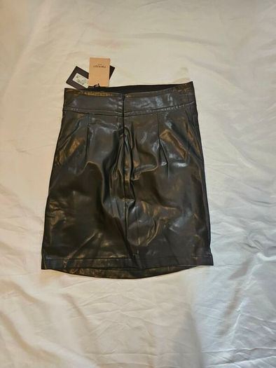 Twinset Milano Black Faux Leather Skirt