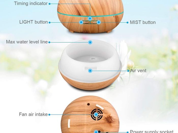 400ml Essential Oil Diffusers Ultrasonic Humidifier Portable Aromatherapy Diffuser with Cool Mist and 7 Colour Changing LED Lights Aroma Diffuser, Waterless Auto off Air Purifiers-Yellow