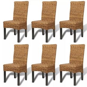 Dining Chairs 6 pcs Abaca and Solid Mango Wood