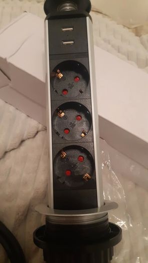EU Plug PULL UP 3 Power Socket 2 USB 16A Charging Port Kitchen Table Desktop Sockets Retractable Countertops Worktop