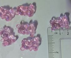 Pink bear-shaped craft beads - 6 pack