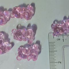 Pink bear-shaped craft beads - 6 pack