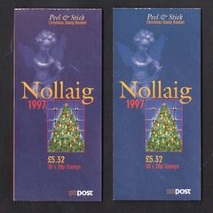 1997 Ireland Christmas Commemorative Stamp Booklet Mint Never Hinged (MNH) Pair with contrasting shade variation on cover.