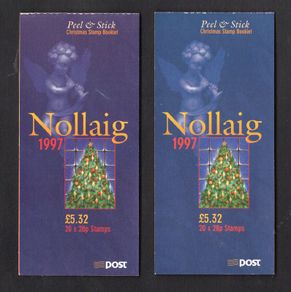 1997 Ireland Christmas Commemorative Stamp Booklet Mint Never Hinged (MNH) Pair with contrasting shade variation on cover.
