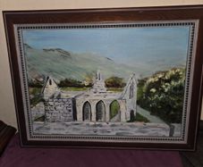 Signed Oil Painting Church/Abbey Ruins