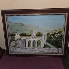 Signed Oil Painting Church/Abbey Ruins