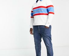 Tommy Jeans archive collegiate logo rugby polo shirt iwhite