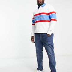 Tommy Jeans archive collegiate logo rugby polo shirt iwhite