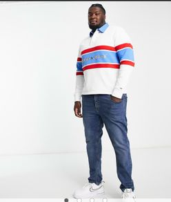 Tommy Jeans archive collegiate logo rugby polo shirt iwhite