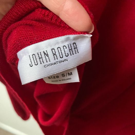 Vintage 80s John Rocha Chinatown Oversized Red Wool Turtleneck Sweater Jumper S/M