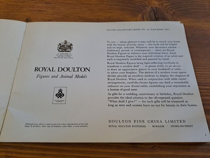 Royal Doulton Figures & Animal Models Catalogue 1971 Vintage
