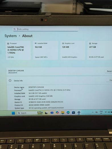 Lenovo ThinkPad L14 14.1", Intel Core i5 10310U (10th Gen) 2.11GHz 16GB RAM 500GB SSD Windows 11 Pro