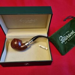 Peterson System Sterling Silver Spigot 9mm Filter Bent Billiard Briar Pipe (303)