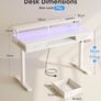 Height Adjustable Desk, 120cm Electric Standing Desk with Drawers, Sit stand up Table with Keyboard Tray, Office Table with Sockets and LED Light, Monitor Stand, White Image 3