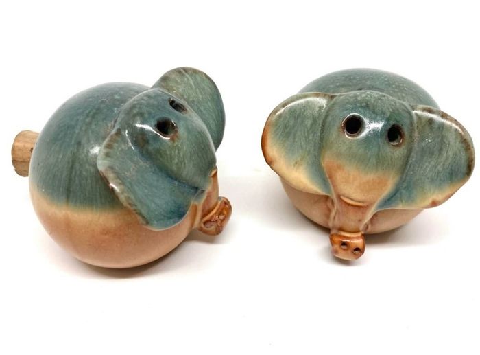 Ceramic Condiment Set with Elephants
