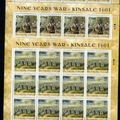 2001 Ireland Kinsale 1601 - Nine Years Wars (Irish Pikeman, English Cavalry, Spanish Pikeman & Kinsale) Stamp Sheetlet Plate 1B1B1B1B Mint Never Hinged (MNH).