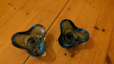 Villeroy & Boch blue glass tea light candle holders