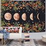 Moonlit Garden Tapestry, Moon Phase Tapestries Flower Vine Tapestry Black Background Floral Tapestry Wall Hanging for Room (MULTIPLE SIZES) Image 4