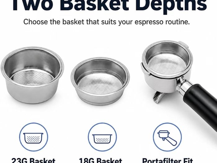 2 Pack 51mm Stainless Steel Espresso Portafilter Baskets Single Double Cup  Precision punched for even extraction, food-grade finish, heat-resistant, easy to clean, fits high-pressure coffee makers