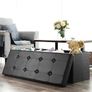 NEW SALE | 110 cm Ottoman Storage Box, Foldable Storage Bench, Chest with Lid, Footstool, Padded Seat, Synthetic Leather, Load Capacity 300 kg, Classic Black Image 2