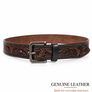 Unisex Genuine Leather Tooled Belt Vintage Floral Western Leather Belt Image 8