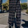 Zara Navy Check Cargo Trousers Image 4