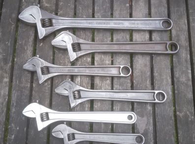 Six Vintage Bahco Britool Adjustable Spanners
