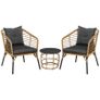 3-Piece Bistro Set, weather-resistant, 1 coffee table, 2 chairs, 62 cm x 65 cm x 78 cm, Sand+Dark Gray Image 2