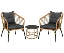 3-Piece Bistro Set, weather-resistant, 1 coffee table, 2 chairs, 62 cm x 65 cm x 78 cm, Sand+Dark Gray