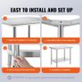 Stainless Steel Prep Table, 900x600x800 mm, 700 lbs Load Capacity, Heavy Duty Metal Worktable with 3 Adjustable Height Levels, Commercial Workstation for Kitchen Garage Restaurant Backyard Image 3
