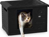 Cat House For Indoor and Outdoor Use - Weatherproof and Portable - With XL Entrance (22 x 26 cm) - Dark Grey