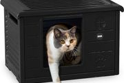 Cat House For Indoor and Outdoor Use - Weatherproof and Portable - With XL Entrance (22 x 26 cm) - Dark Grey