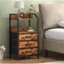 Bedside 2 Table with 3 Fabric Drawers & Open Shelf Image 8