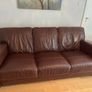 brown leather 3 seater & armchair Image 2