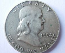 1954 Benjamin Franklin San Francisco Sterling Silver Half Dollar 1954 Benjamin Franklin Half Dollar - 12,3g