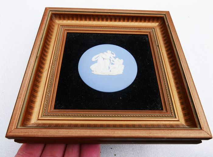 Pair of Framed Wedgwood Blue and White Jasperware Plaques