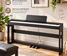 88-Key Fully Weighted Digital Piano with Furniture Stand, Triple Pedal & Wireless Connection