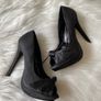 Brand New Black Satin Knot Peeptoe Heels Image 4