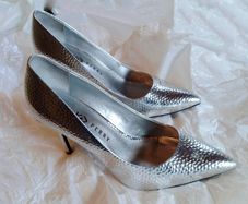 Katie Perry Silver High Heel Shoes (uk 8) Used.